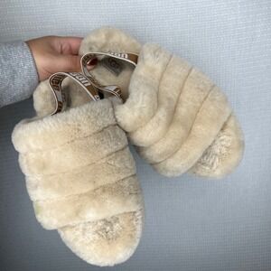 UGG‎ Fluff Yeah Size 6 Slide Slippers Tan Beige Women's Slides Comfort Sandals